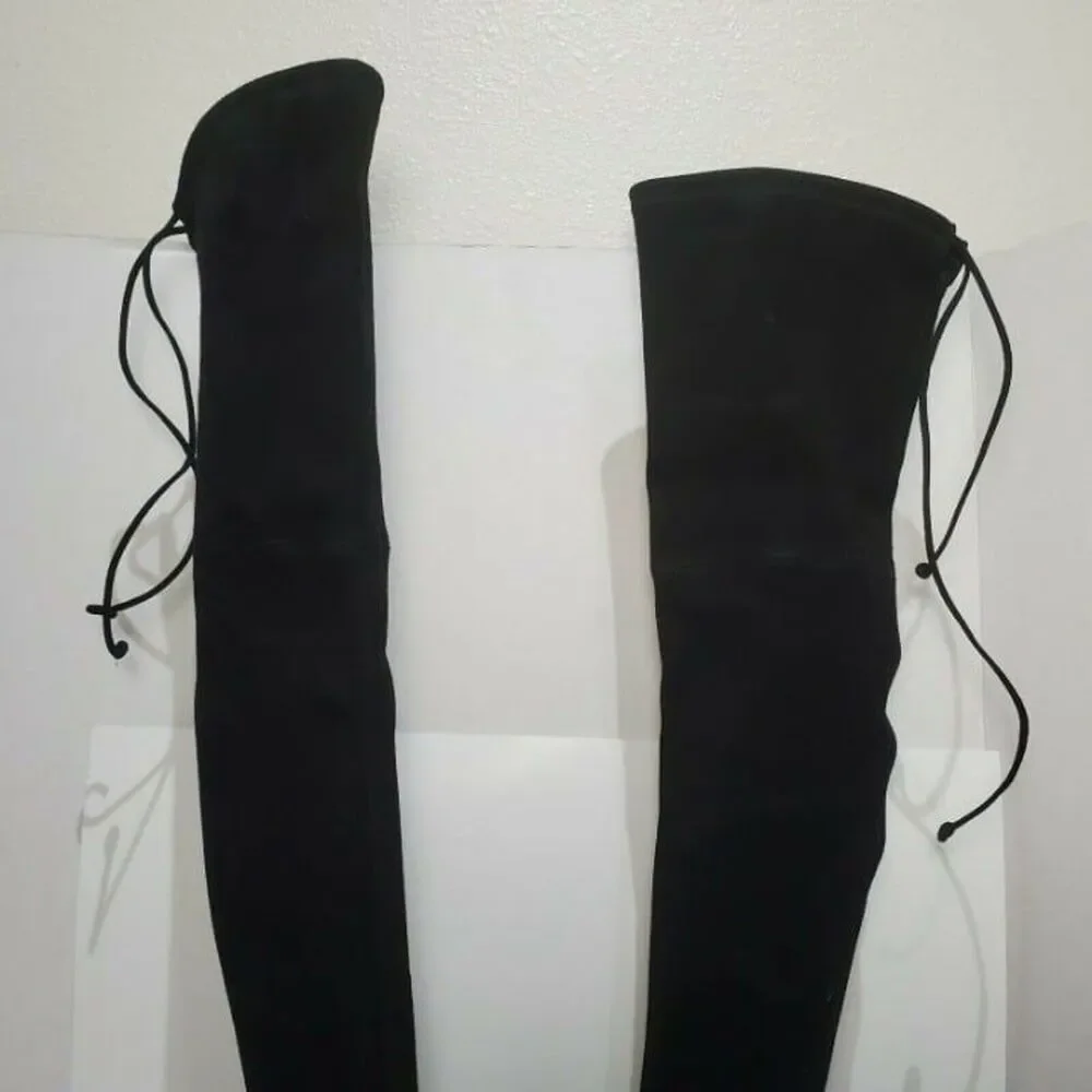 Stuart Weitzman women OTK boots Hinterland black suede heel sz 8.5 new